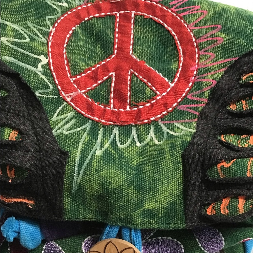 Far Out Peace And Groovy Back Pack Purse